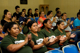 Imagem: Representantes do Banco Palmas e de outros movimentos sociais participaram do evento (Foto: Igor Grazianno)