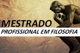 Banner do mestrado, com imagem do Pensador, de Rodin (Imagem: Divulgação)