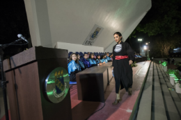 Imagem: Laura Ribeiro, formanda da Faculdade de Direito, falou em nome dos estudantes (Foto: Jr. Panela/UFC)