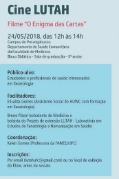 Imagem: cartaz do evento com informações e desenho de uma flor na lateral