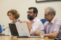 Imagem: Também participaram do painel o Prof. Luiz Fábio Paiva, do LEV-UFC, e o Prof. Geovani Jacó de Freitas, do COVIO-UECE (Foto: Ribamar Neto/UFC)