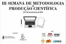 Imagem: Cartaz de divulgação do evento com ilustração de um computador e um livro e informações sobre data, local etc