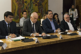 Imagem: os reitores Alexandre Cunha, Ricardo Ness, Virgílio Araripe e Henry Campos, respectivamente da UNILAB, UFCA, IFCE E UFC