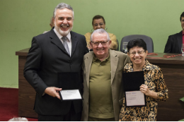 Reitor Henry Campos, pró-reitor de graduação, Cláudio Marques, e vice pró-reitora, Simone Borges