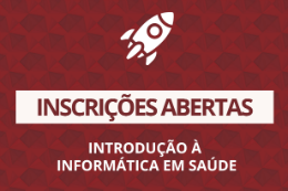 Imagem: Cartaz vermelho com letras brancas com informações sobre as inscrições no curso