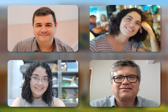 A pesquisa é assinada pela doutoranda Francisca Letícia Ferreira de Lima (canto inferior esquerdo) e pelos docentes Rafael Barros (lado superior esquerdo), Alesandra Benevides e Fernando Mayorga (Imagem: divulgação) Montagem de quatro fotos de pesquisadores em uma moldura única.