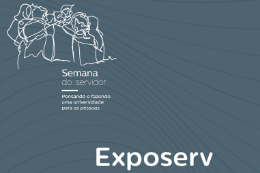 Imagem: arte de divulgação da Exposerv com ilustração de pessoas se abraçando