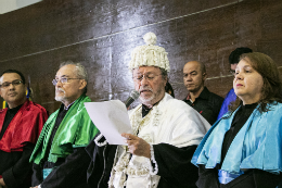 Imagem: Reitor Cândido Albuquerque durante discurso (Foto: Ribamar Neto/UFC)