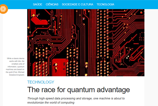 Imagem: Print da tela da primeira matéria em inglês da Agência UFC, que trata de computação quântica