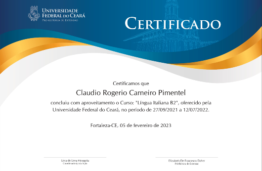 Imagem: Novo modelo de certificado de curso de extensão