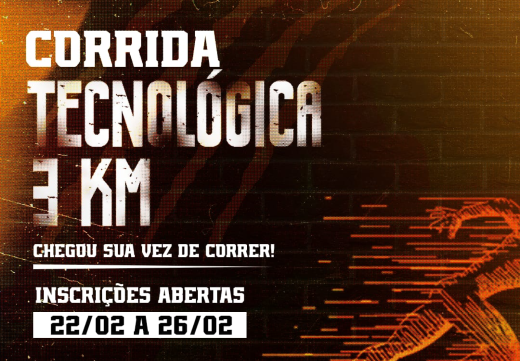 Imagem: fundo escuro com letras em branco sobre a corrida tecnológica