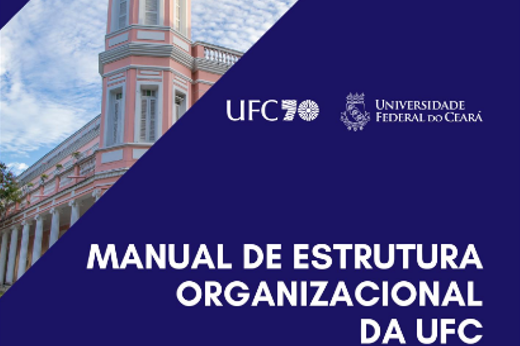 Imagem: capa do manual com fundo azul escuro e foto da frente do prédio da Reitoria e título