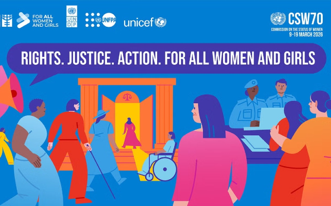 Imagem: arte do evento da ONU com desenhos de mulheres